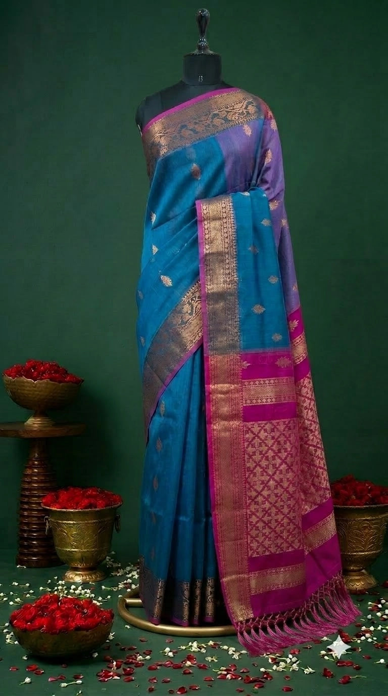 Elegant Blue Muslin Saree 