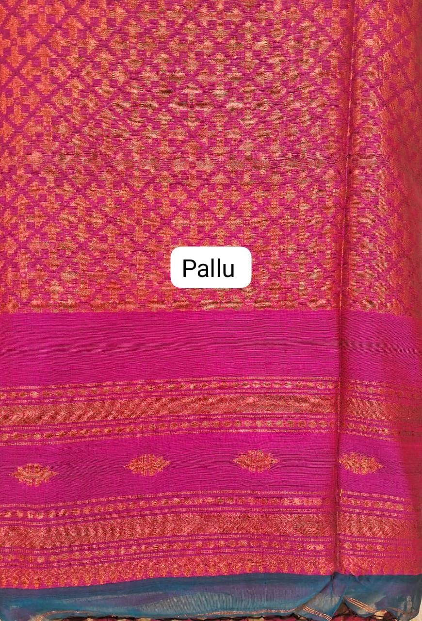 Elegant Blue Muslin Saree  Pallu