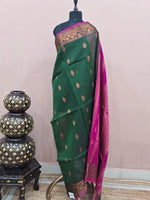 Bottle Green Muslin Saree 