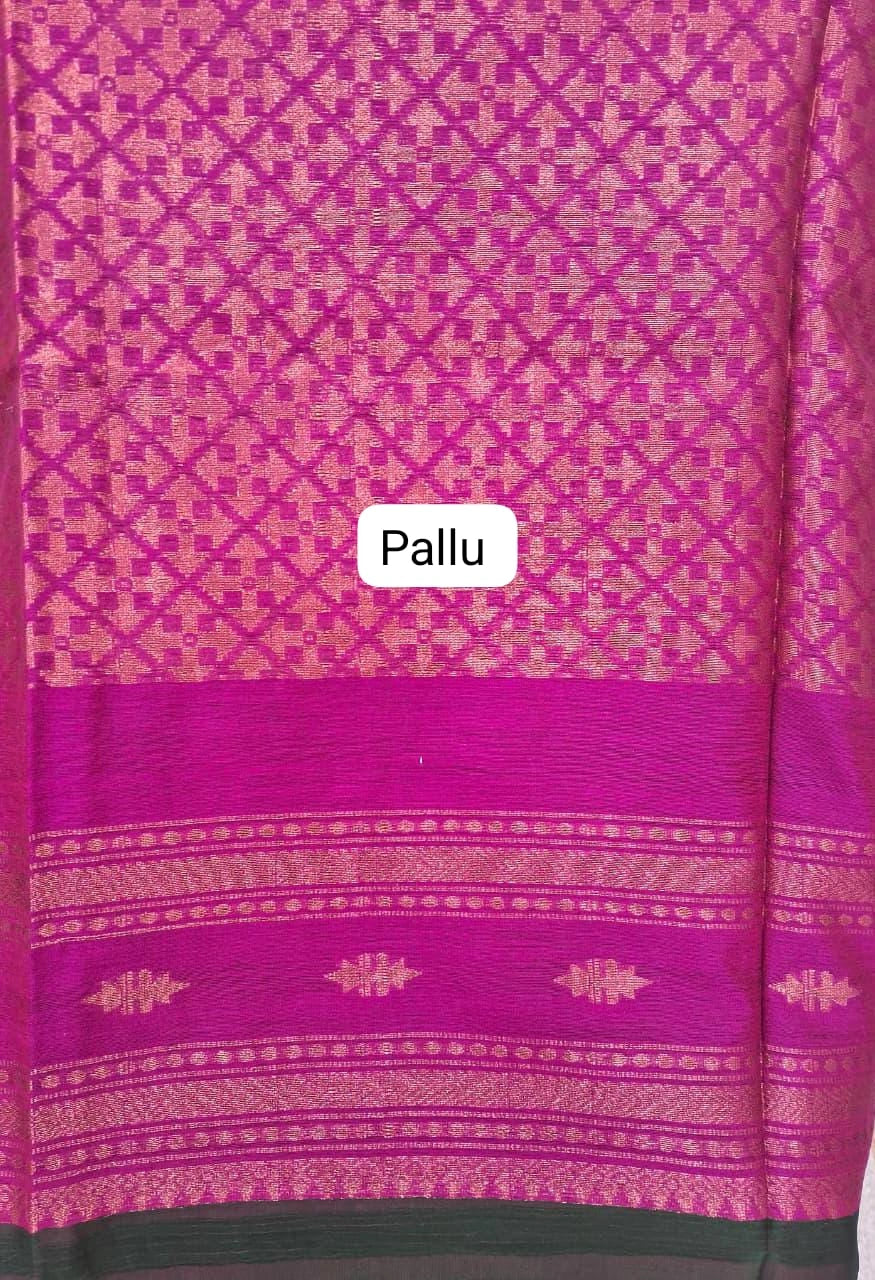 Bottle Green Muslin Saree Pallu