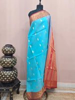 Sky Blue Muslin Saree 