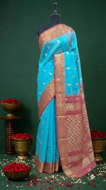 Sky Blue Muslin Saree 