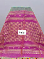 Green muslin saree Pallu