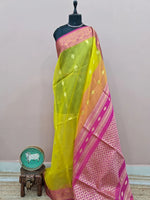 Yellow muslin saree 