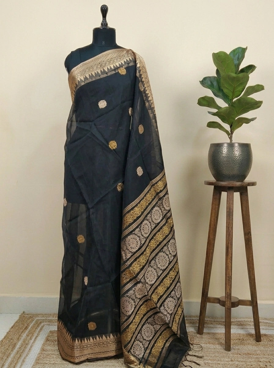 Black Muslin Saree