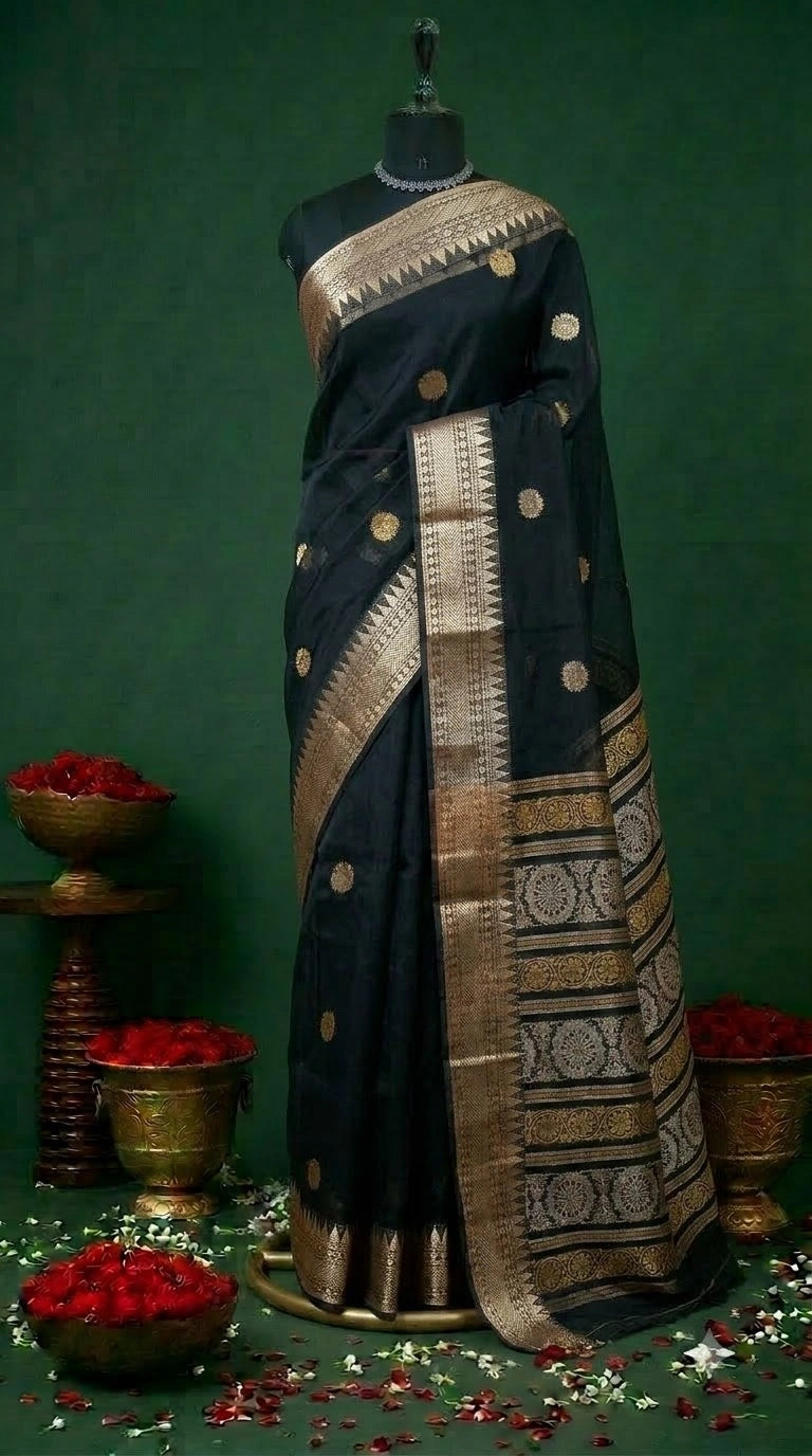 Black Muslin Saree