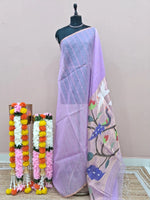 Lavender Pure Muslin Saree