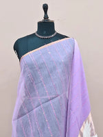 Lavender Pure Muslin Saree 1