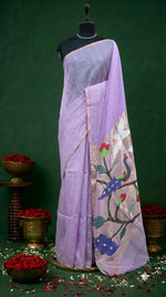 Lavender Pure Muslin Saree