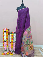 Purple Pure Muslin Saree