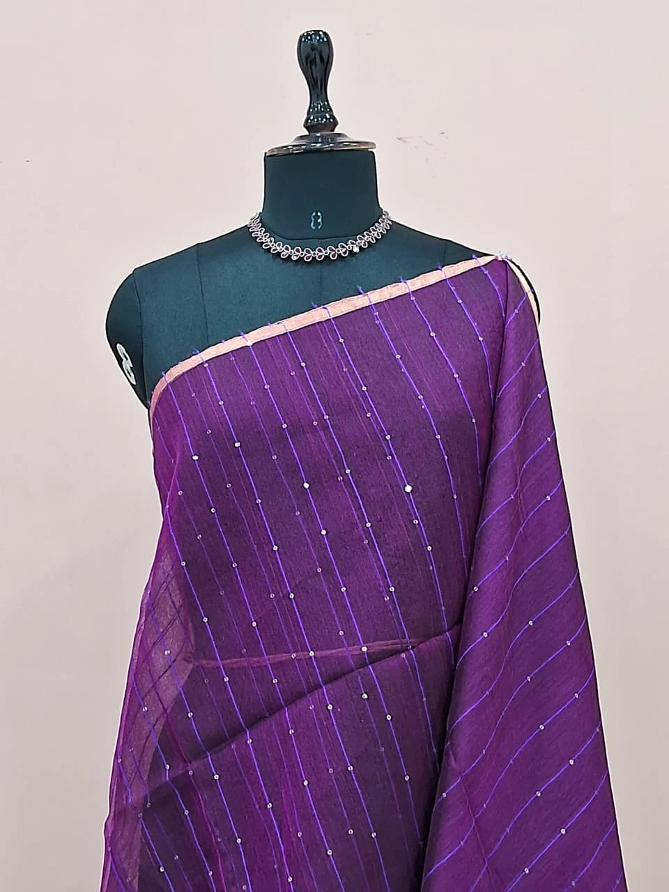 Purple Pure Muslin Saree 1