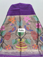 Purple Pure Muslin Saree Pallu