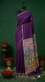 Purple Pure Muslin Saree