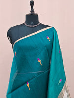 Rama Pure Green Muslin Saree 1