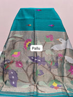 Rama Pure Green Muslin Saree Pallu
