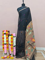 Black Pure Muslin Saree