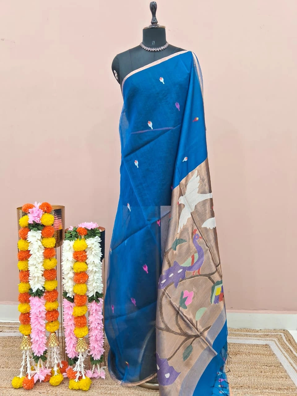 Royal Pure Blue Muslin Saree