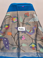 Royal Pure Blue Muslin Saree Pallu