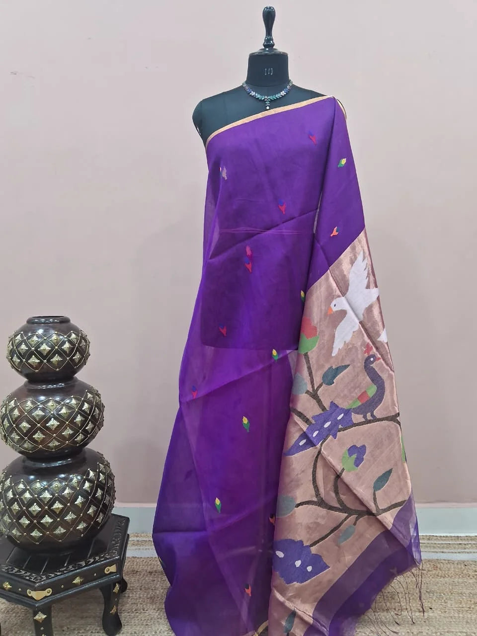 Purple Muslin Saree 