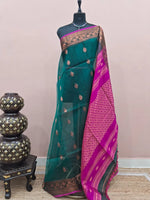 Peacock Green Muslin Saree