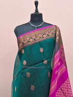 Peacock Green Muslin Saree 1