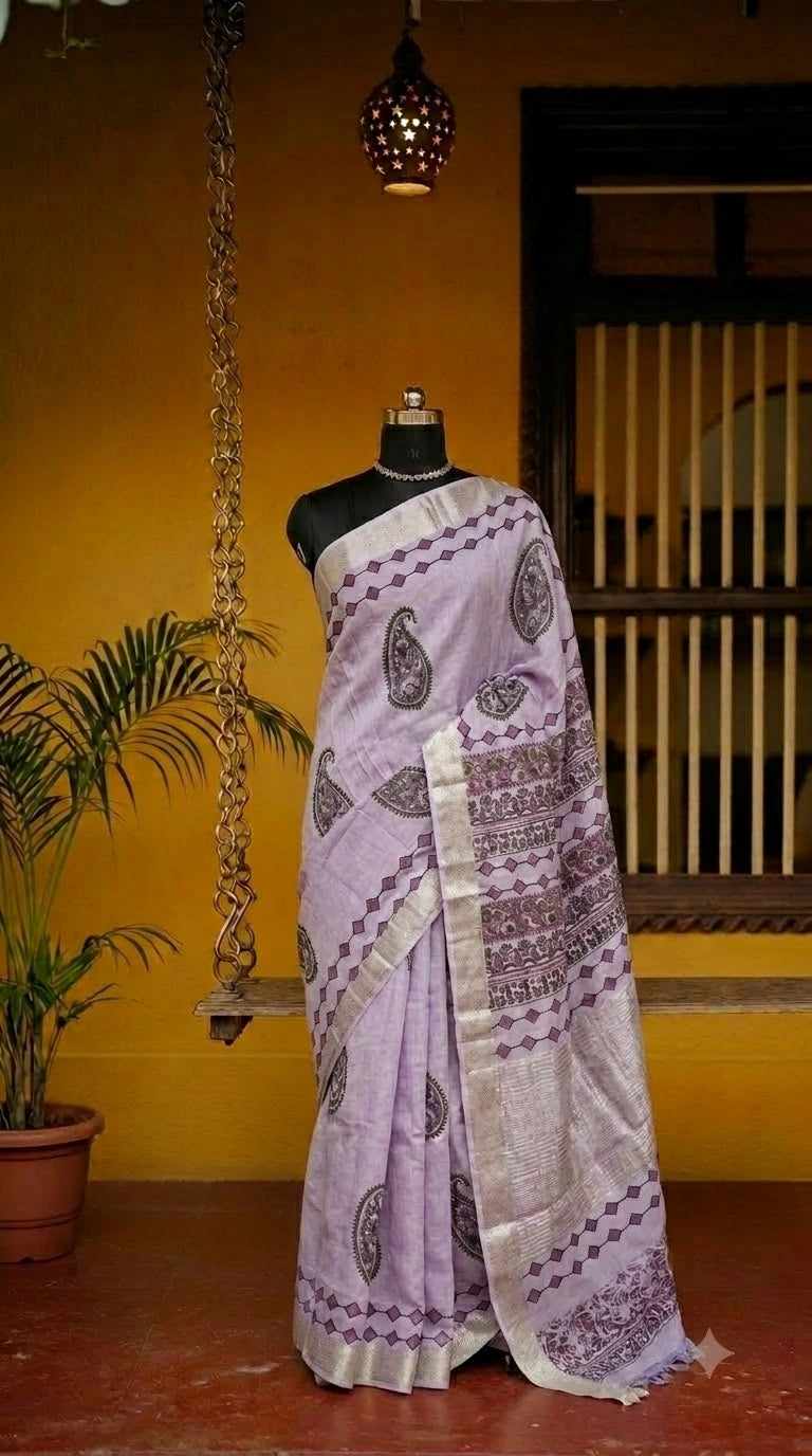 Lavender Maheshwari Saree