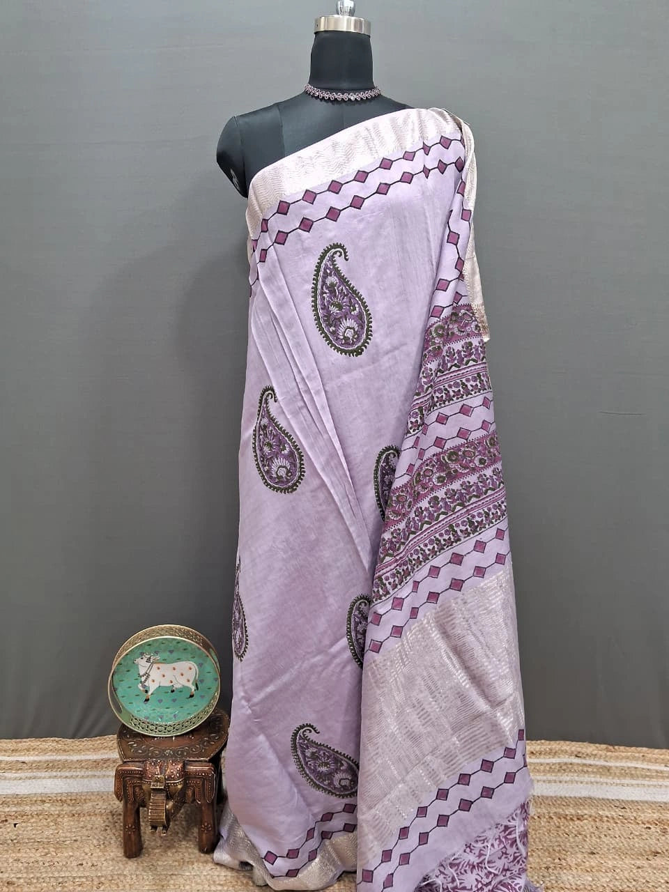 Lavender Maheshwari Saree