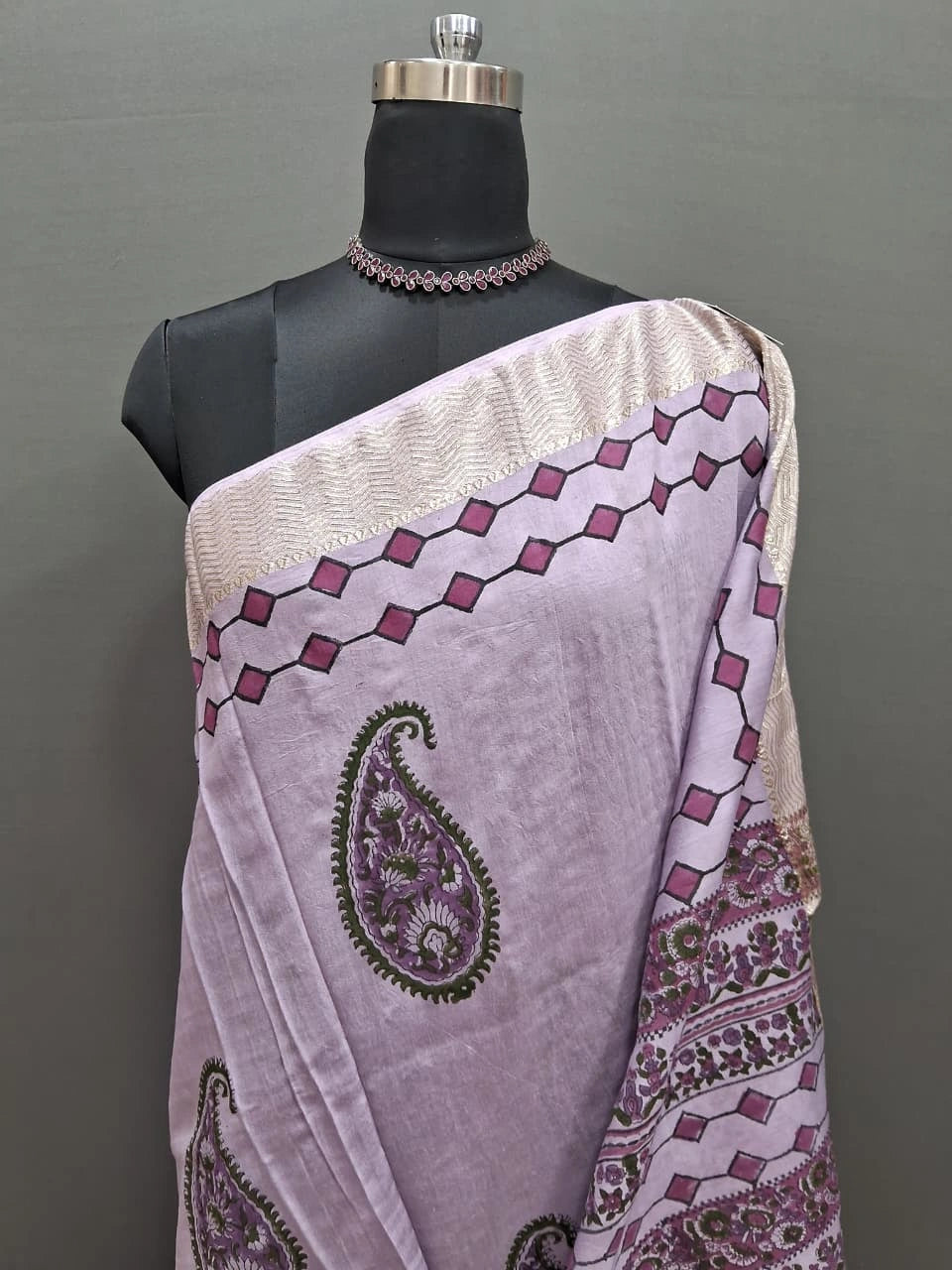 Lavender Maheshwari Saree 1