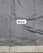Metal Grey Maheshwari Cotton Saree blouse