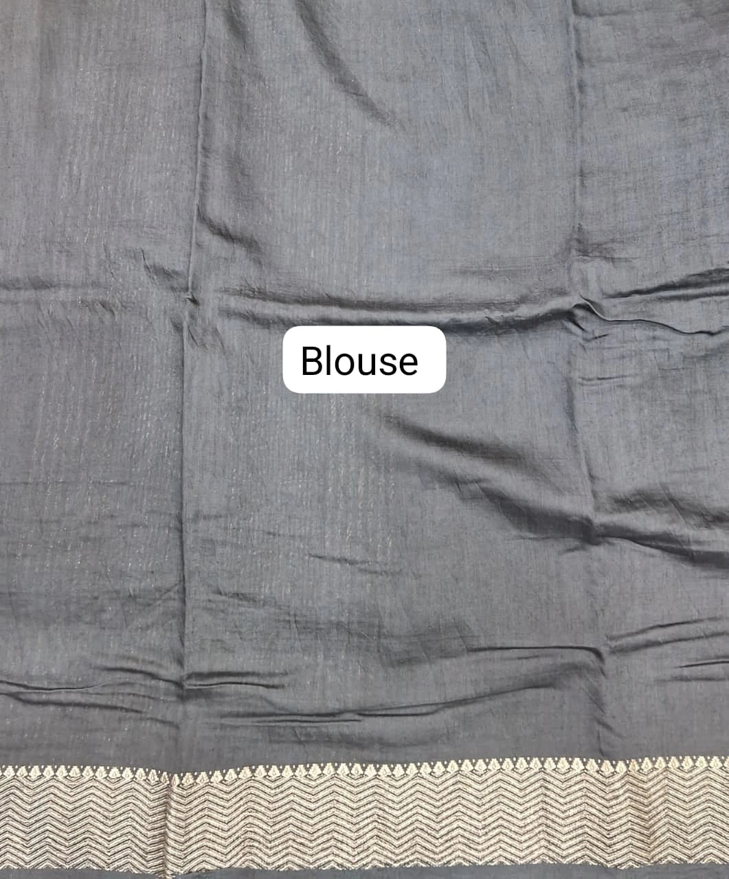 Metal Grey Maheshwari Cotton Saree blouse