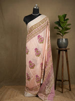 Elegant Peach Maheshwari Cotton Saree 