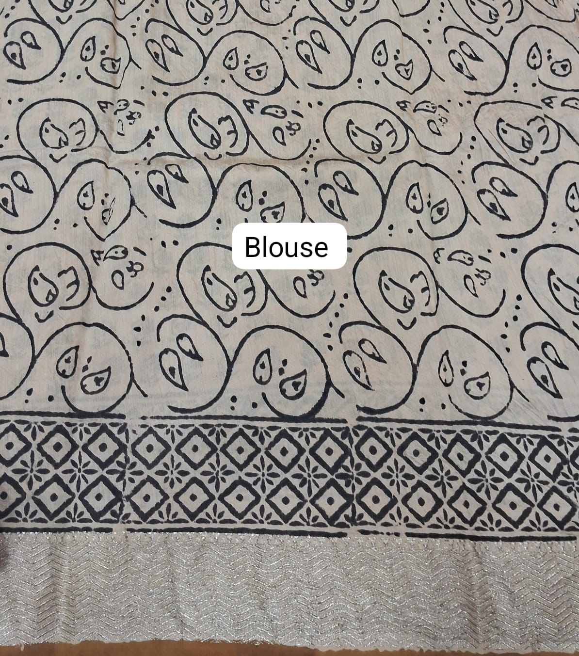 Beige Pure Maheshwari Cotton Saree blouse