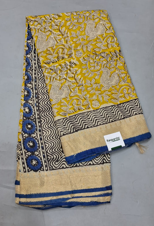 Mango Yellow Maheswari Cotton Saree
