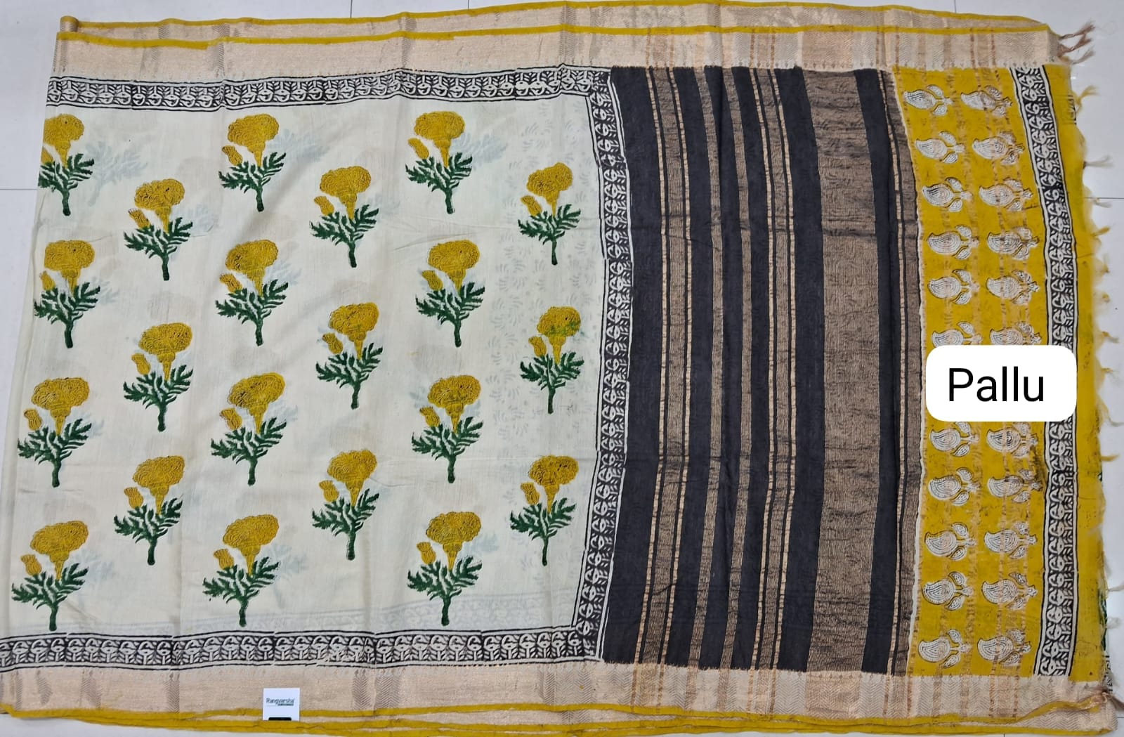 Off white Maheshwari Cotton Saree  pallu