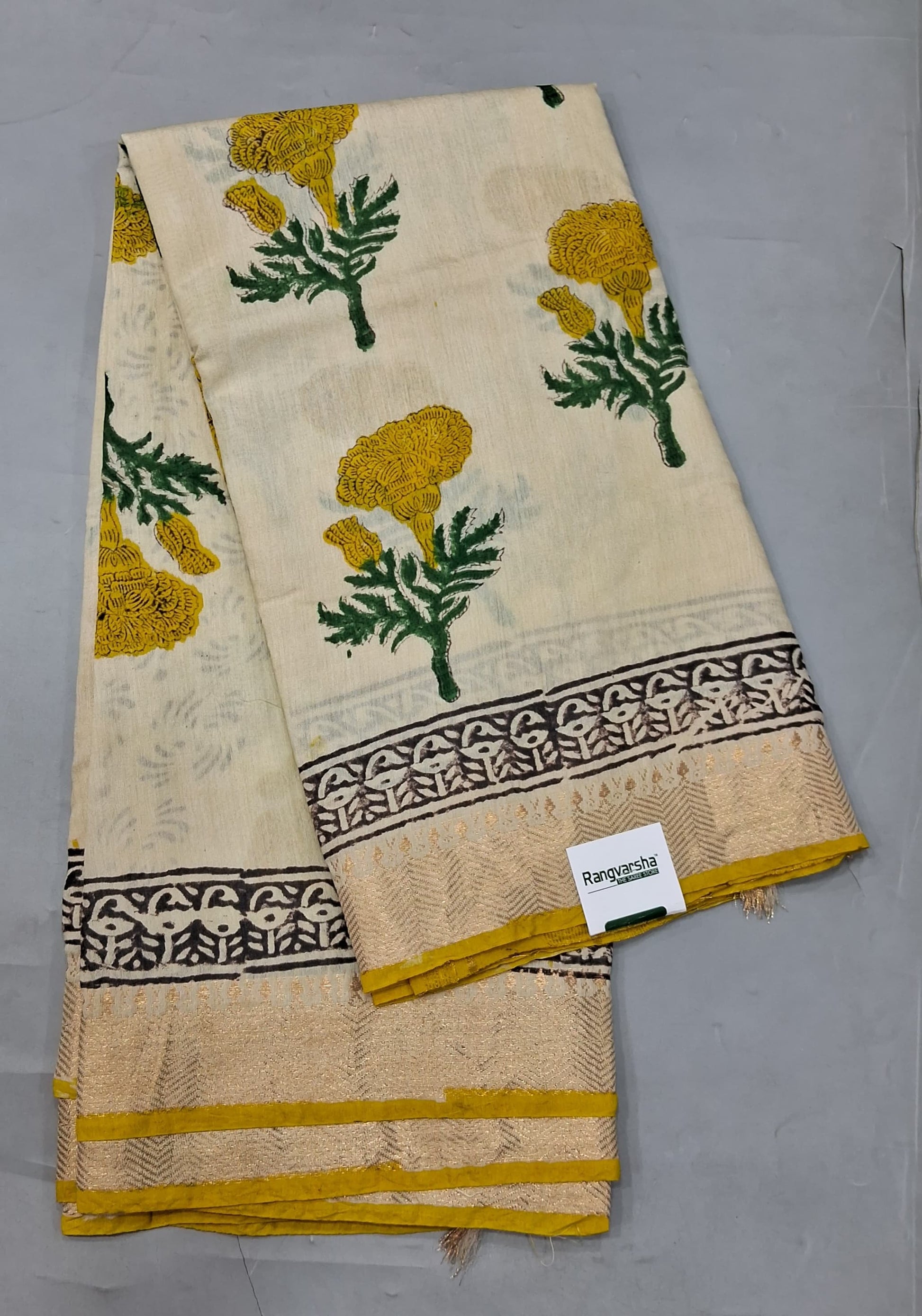 Off white Maheshwari Cotton Saree 