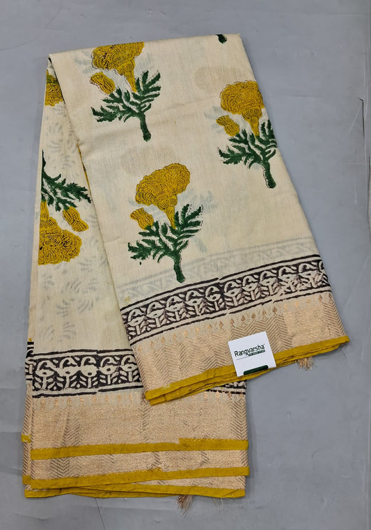 Off white Maheshwari Cotton Saree 