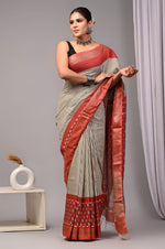 Cream Pure Maheshwari Cotton Saree