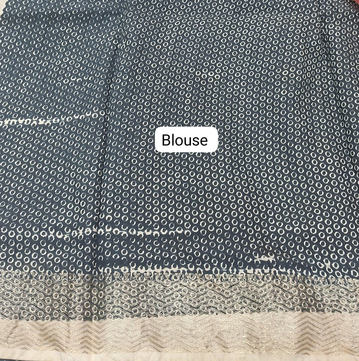 Timeless Black plain Maheshwari Cotton Saree blouse