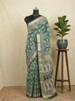 Emerald Green Maheshwari Cotton Saree