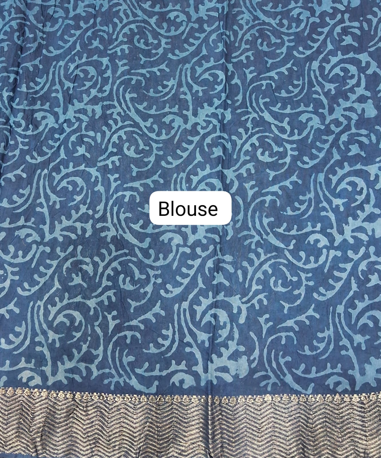 Indigo Blue Maheshwari Cotton saree blouse