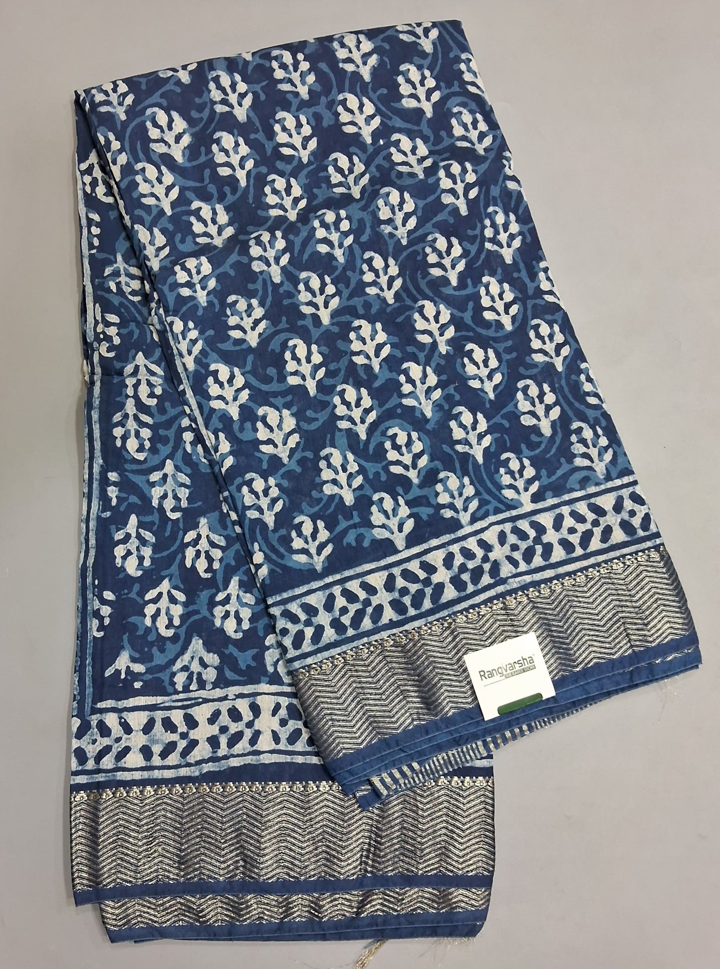 Indigo Blue Maheshwari Cotton saree