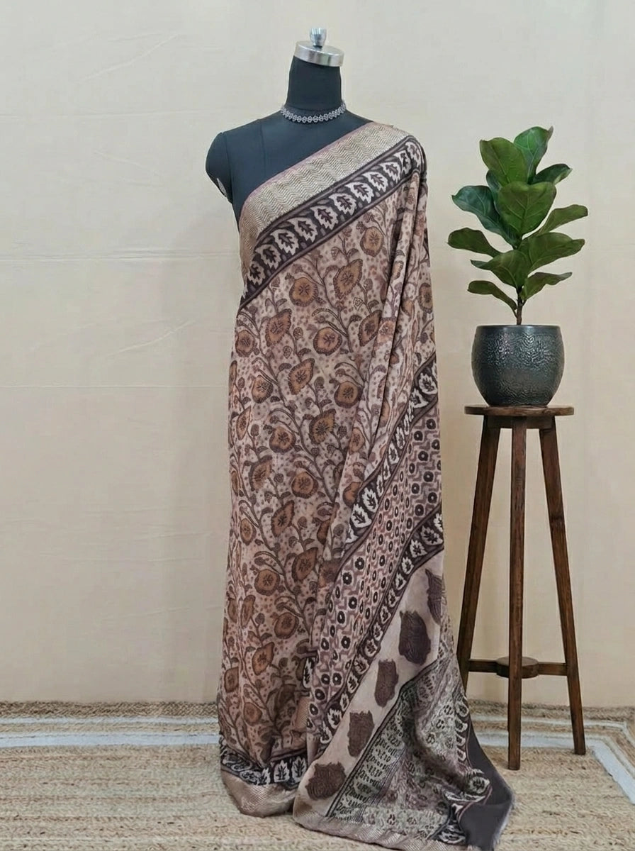 Traditional Peach Maheshwari Cotton 