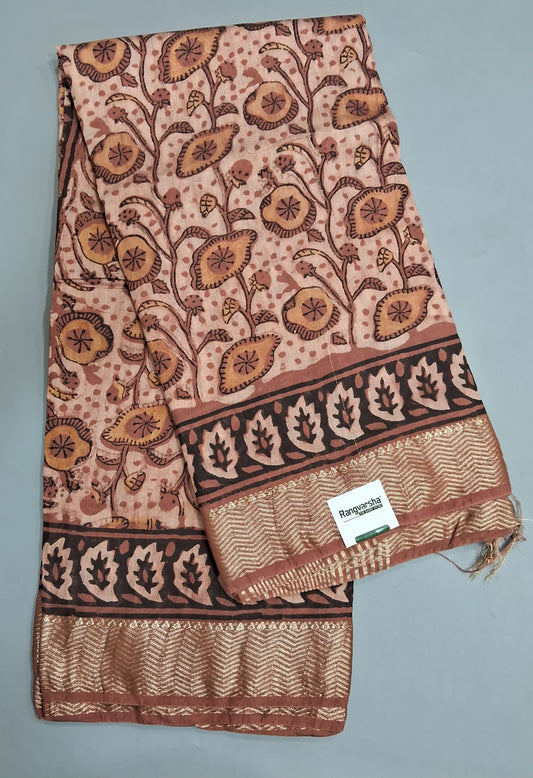 Peach Maheshwari Cotton Saree