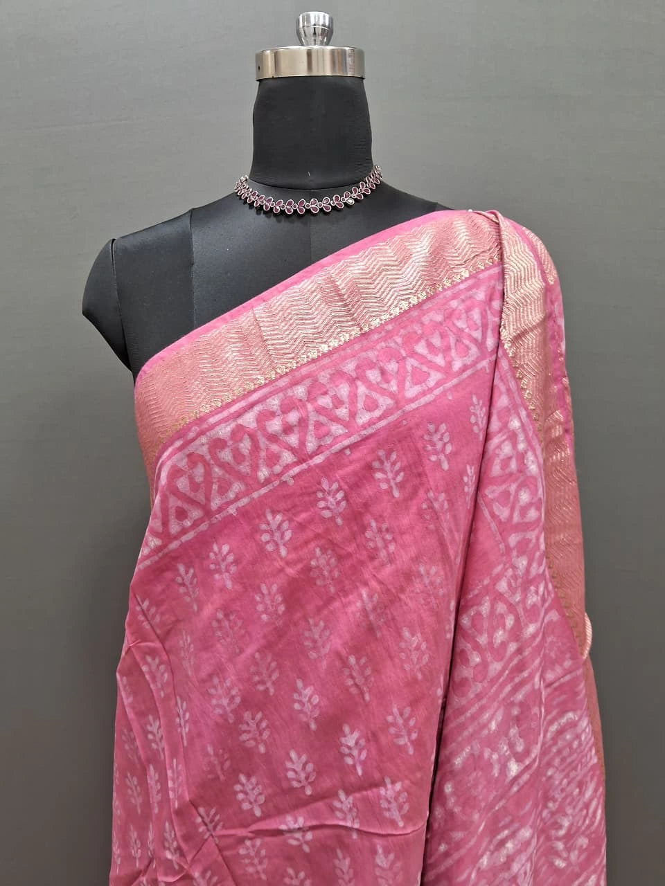 Melon Pink Maheshwari Cotton Saree 1