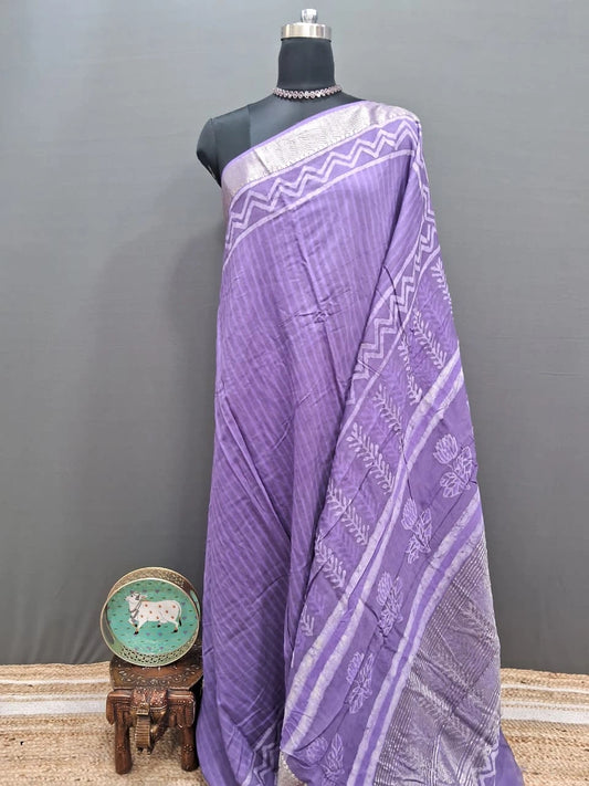 Lavender Maheshwari Cotton Saree