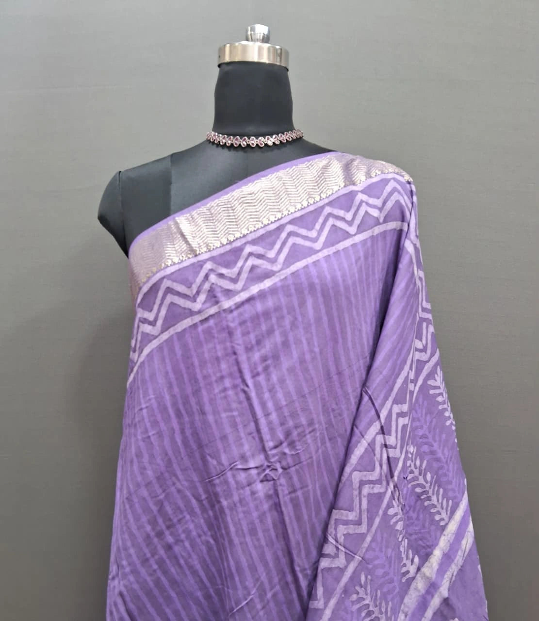 Lavender Maheshwari Cotton Saree 1