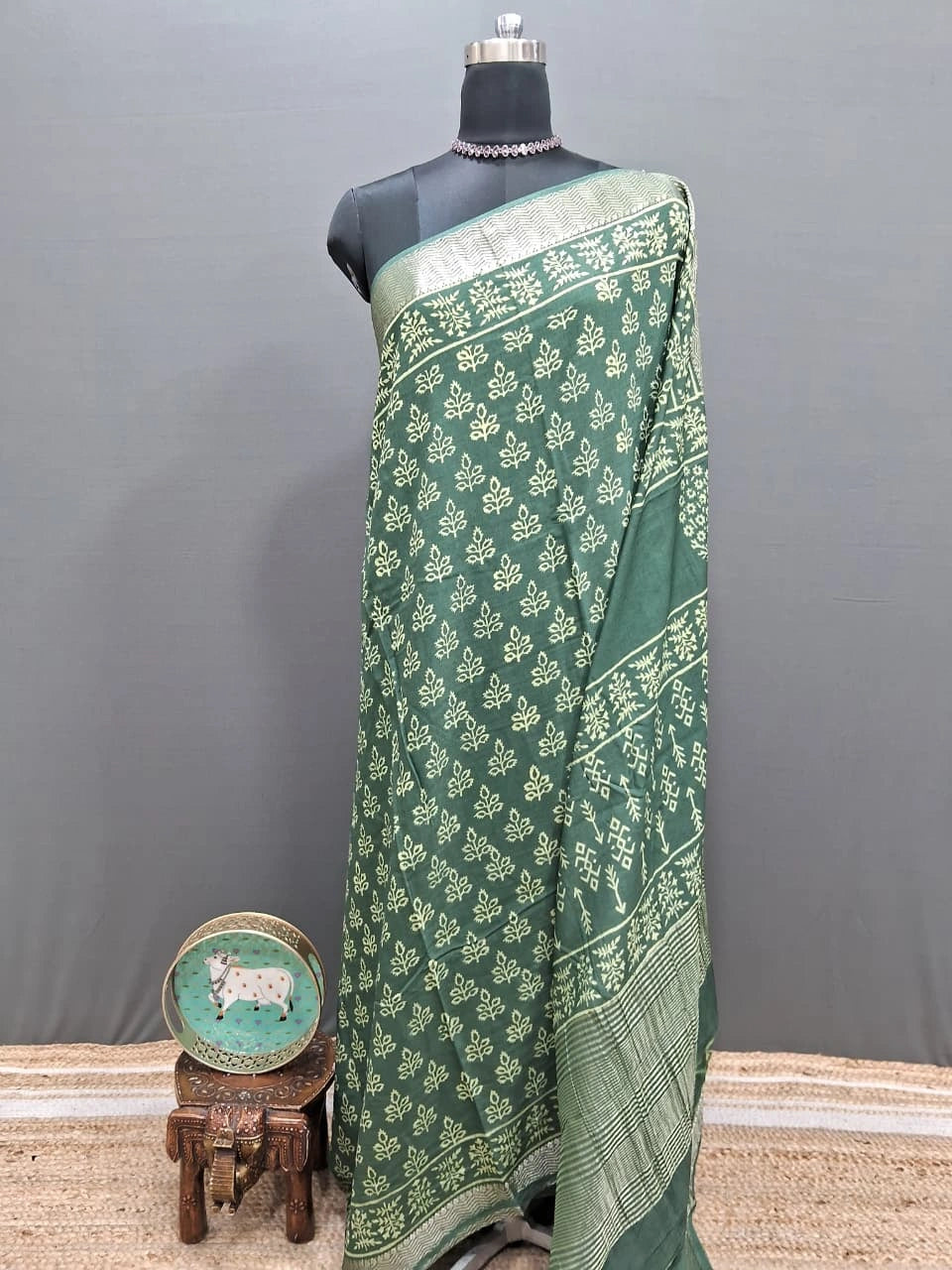 Green Maheshwari Cotton saree