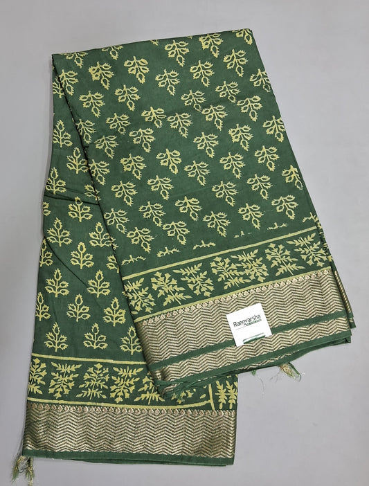 Green Maheshwari Cotton saree