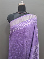 Purple Maheshwari Cotton Saree with Lavender Bandini Printed Body1 