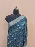 Slate Blue Maheshwari Cotton Saree 1